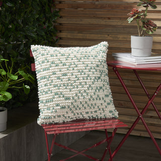 Nourison Outdoor Pillows Loop Dots Aqua by Mina Victory 