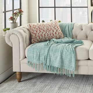 Nourison Outdoor Pillows Loop Dots Coral by Mina Victory 