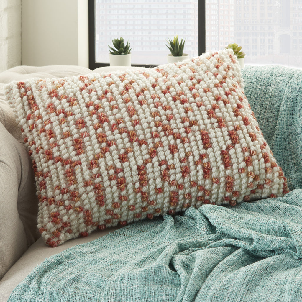Nourison Outdoor Pillows Loop Dots Coral by Mina Victory  Feature