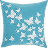 Nourison Outdoor Pillows Raised Butterfly Turquoise by Mina Victory 