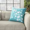 Nourison Outdoor Pillows Raised Butterfly Turquoise by Mina Victory  Feature