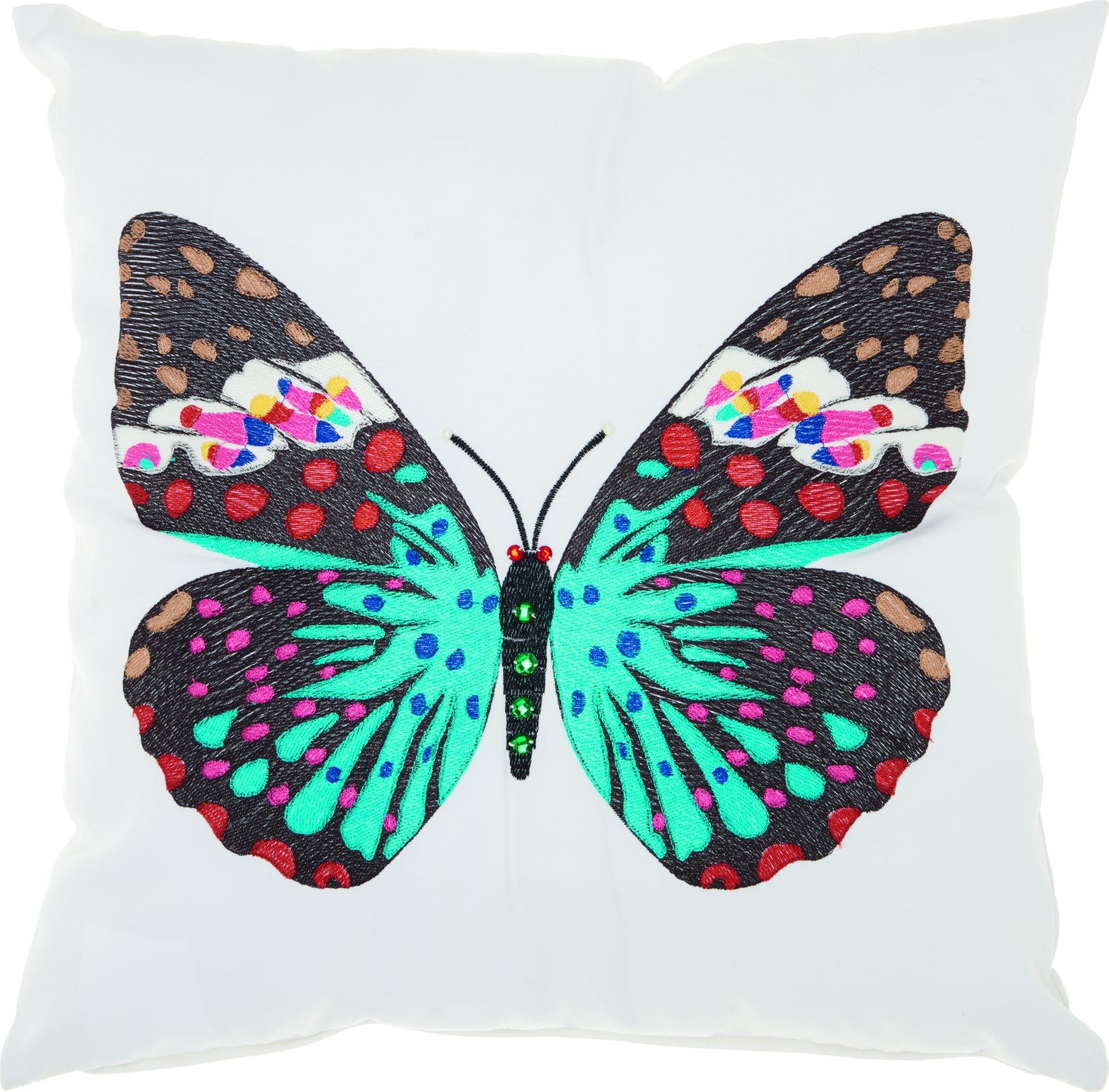 Nourison Outdoor Pillows Turquoise Butterfly White by Mina Victory main image