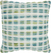 Nourison Outdoor Pillows Woven Space dye Grid Turquoise Green by Mina Victory main image