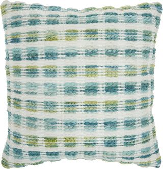 Nourison Outdoor Pillows Woven Space dye Grid Turquoise Green by Mina Victory main image