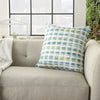 Nourison Outdoor Pillows Woven Space dye Grid Turquoise Green by Mina Victory 