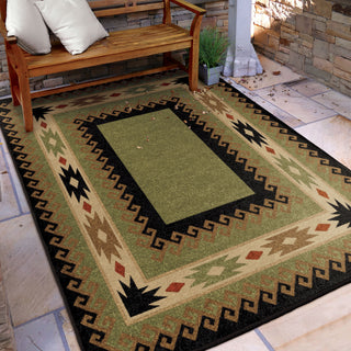 Orian Rugs Oxford Durango Black Green Area Rug 