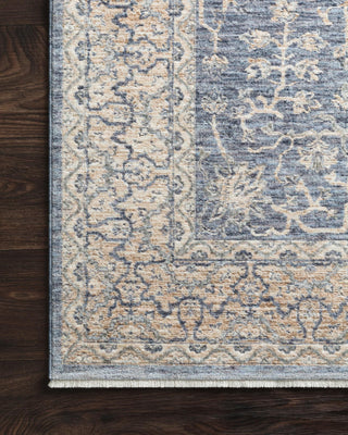 Loloi Pandora PAN-04 Dark Blue/Ivory Area Rug Corner On Wood