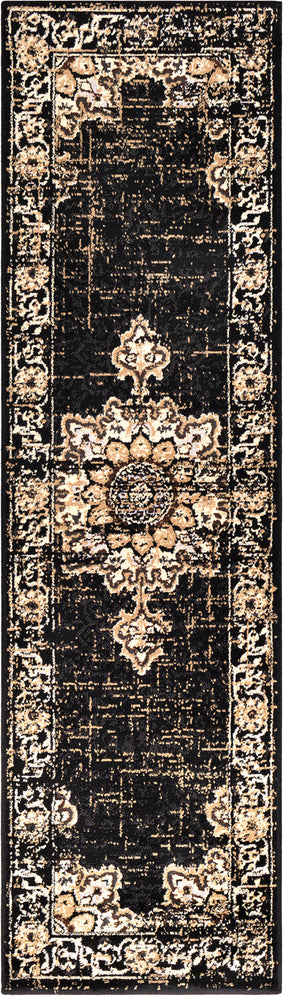 Surya Paramount PAR-1089 Black Charcoal Khaki Medium Gray Dark Brown Beige Area Rug Mirror Runner Image