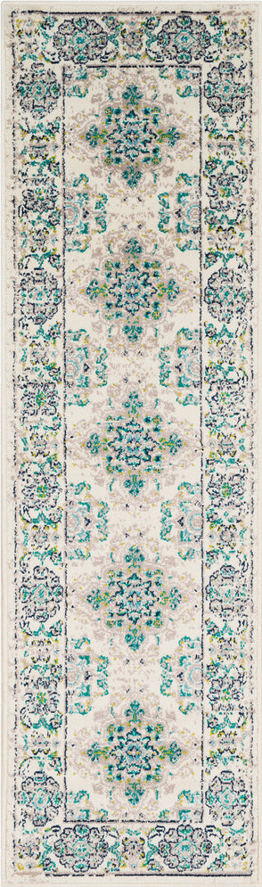 Paramount PAR-1099 Teal Aqua Lime Dark Blue Light Gray Cream Area Rug by Surya Runner Image