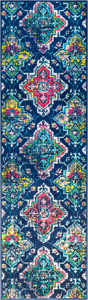 Surya Paramount PAR-1104 Dark Blue Fuchsia Bright Orange Teal Lime Cream Light Gray Area Rug Mirror Runner Image