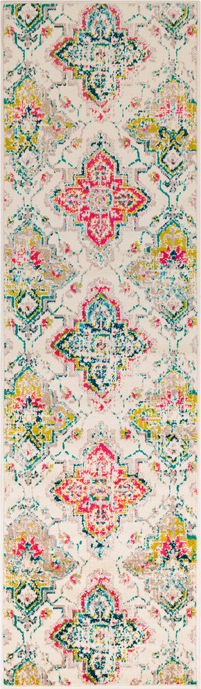 Surya Paramount PAR-1105 Lime Fuchsia Bright Orange Teal Dark Blue Aqua Light Gray Cream Area Rug Mirror Runner Image