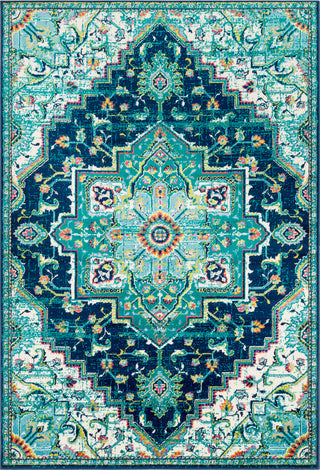 Surya Paramount PAR-1107 Teal Dark Blue Aqua Lime Fuchsia Bright Orange Cream Light Gray Area Rug main image