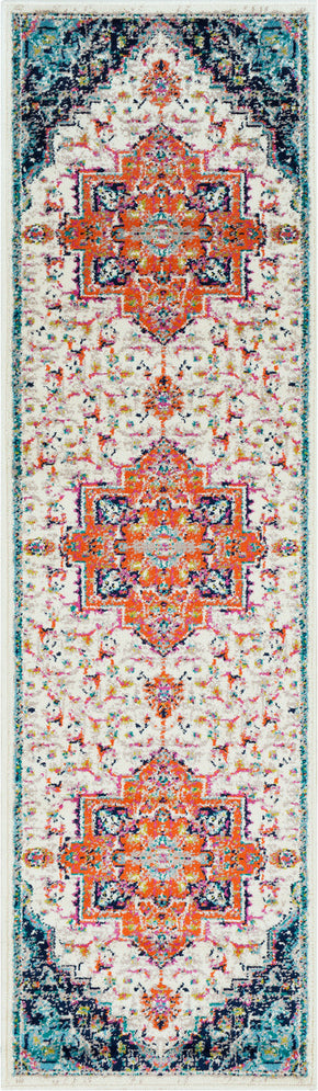 Surya Paramount PAR-1108 Bright Orange Dark Blue Fuchsia Aqua Lime Teal Light Gray Cream Area Rug Mirror Runner Image