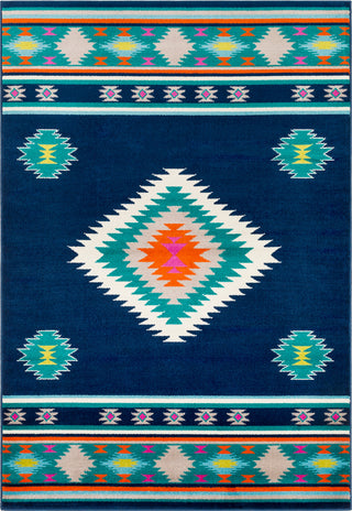 Surya Paramount PAR-1116 Dark Blue Teal Bright Orange Fuchsia Lime Light Gray Cream Area Rug main image