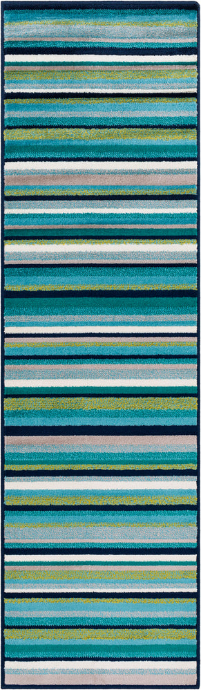 Surya Paramount PAR-1117 Teal Aqua Lime Dark Blue Light Gray Area Rug Runner Image