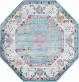 Unique Loom Paragon T-PRGN1 Aqua and Blue Area Rug Octagon Top-down Image