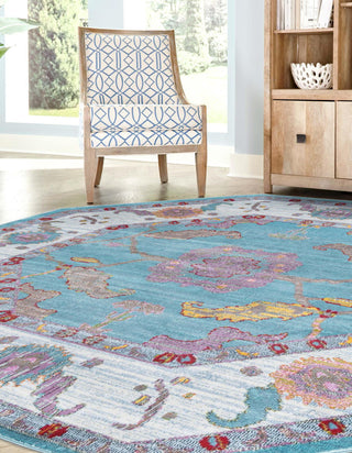Unique Loom Paragon T-PRGN1 Aqua and Blue Area Rug Octagon Lifestyle Image Feature
