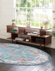 Unique Loom Paragon T-PRGN1 Aqua and Blue Area Rug Oval Lifestyle Image