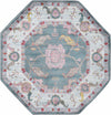 Unique Loom Paragon T-PRGN1 Gray and Blue Area Rug Octagon Top-down Image