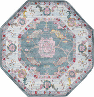 Unique Loom Paragon T-PRGN1 Gray and Blue Area Rug Octagon Top-down Image