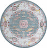 Unique Loom Paragon T-PRGN1 Gray and Blue Area Rug Round Top-down Image