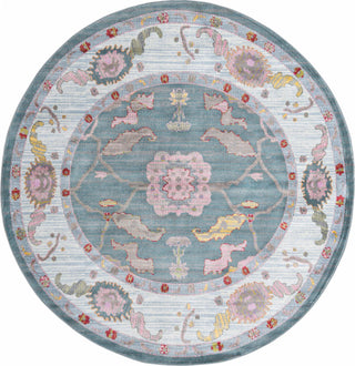 Unique Loom Paragon T-PRGN1 Gray and Blue Area Rug Round Top-down Image