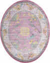 Unique Loom Paragon T-PRGN1 Pink Area Rug Oval Top-down Image