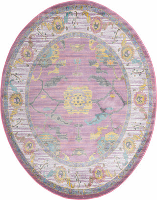 Unique Loom Paragon T-PRGN1 Pink Area Rug Oval Top-down Image