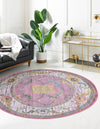 Unique Loom Paragon T-PRGN1 Pink Area Rug Round Lifestyle Image