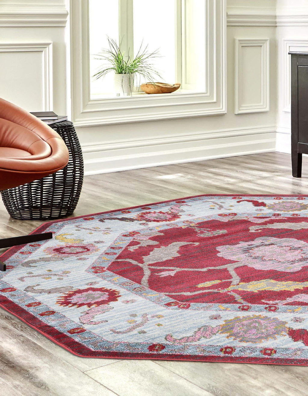 Unique Loom Paragon T-PRGN1 Red Area Rug Octagon Lifestyle Image Feature