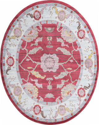 Unique Loom Paragon T-PRGN1 Red Area Rug Oval Top-down Image