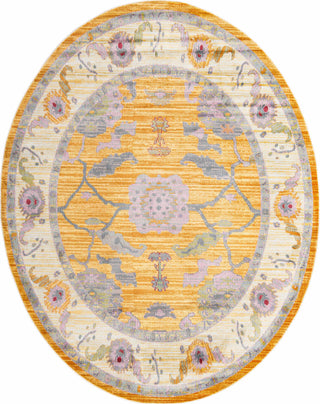 Unique Loom Paragon T-PRGN1 Yellow Area Rug Oval Top-down Image