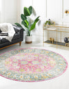 Unique Loom Paragon T-PRGN4 Pink Area Rug Round Lifestyle Image