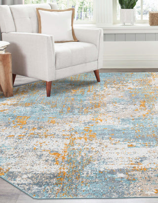 Unique Loom Paragon T-PRGN5 Cream Blue Area Rug Octagon Lifestyle Image Feature