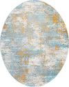 Unique Loom Paragon T-PRGN5 Cream Blue Area Rug Oval Top-down Image