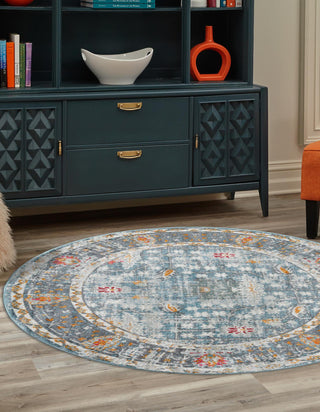 Unique Loom Paragon T-PRGN8 Blue Area Rug Round Lifestyle Image