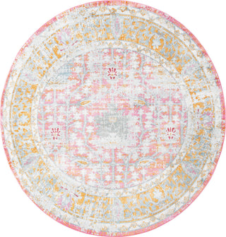 Unique Loom Paragon T-PRGN8 Pink Area Rug Round Top-down Image