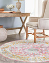 Unique Loom Paragon T-PRGN8 Pink Area Rug Round Lifestyle Image