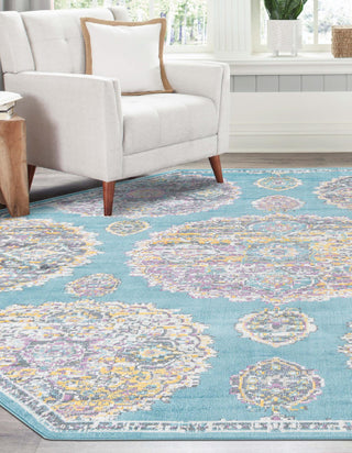 Unique Loom Paragon T-PRGN9 Blue Area Rug Octagon Lifestyle Image Feature