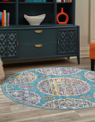 Unique Loom Paragon T-PRGN9 Blue Area Rug Round Lifestyle Image