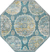 Unique Loom Paragon T-PRGN9 Gray and Blue Area Rug Octagon Top-down Image