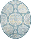 Unique Loom Paragon T-PRGN9 Gray and Blue Area Rug Oval Top-down Image