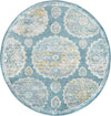 Unique Loom Paragon T-PRGN9 Gray and Blue Area Rug Round Top-down Image