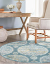 Unique Loom Paragon T-PRGN9 Gray and Blue Area Rug Round Lifestyle Image