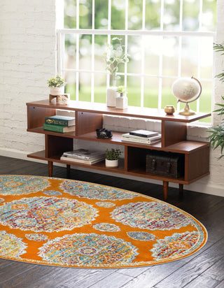 Unique Loom Paragon T-PRGN9 Orange Area Rug Oval Lifestyle Image