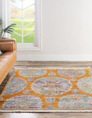 Unique Loom Paragon T-PRGN9 Orange Area Rug Square Lifestyle Image