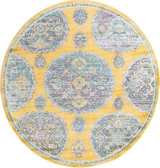 Unique Loom Paragon T-PRGN9 Yellow Area Rug Round Top-down Image