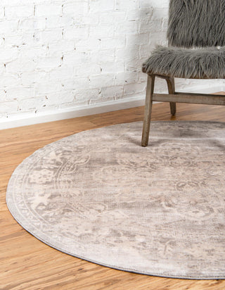 Unique Loom Paris T-G372 Gray Area Rug Round Lifestyle Image