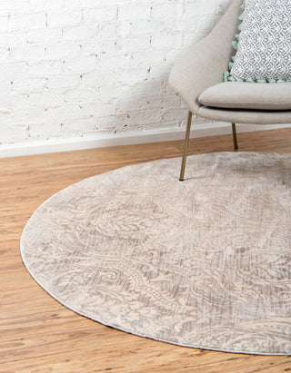 Unique Loom Paris T-G376B Gray Area Rug Round Lifestyle Image