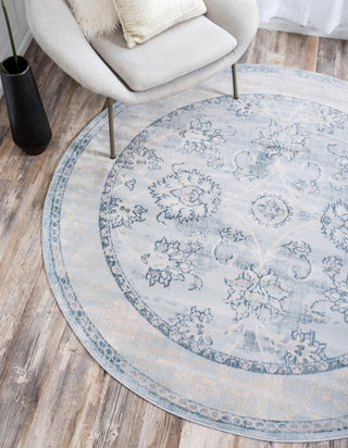 Unique Loom Paris T-G382A Light Blue Area Rug Round Lifestyle Image